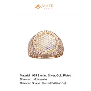 Bague de fiançailles et de mariage pour homme, plaquée or, avec moissanite ronde, style hip-hop, pour un usage quotidien - Product Image 6
