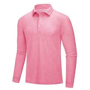 Polo tricoté à manches longues pour homme, couleur unie, décontracté, respirant, en coton, coupe classique, fournisseur en gros, personnalisable - Product Image 2