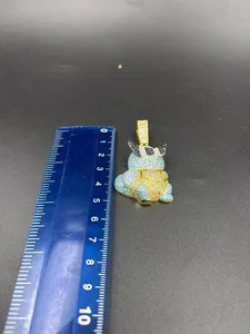 4Ct Round Cut Moissanite Squirtle Cartoon Pendent 14K Yellow Gold Plated <b>Silver</b> - Product Image 4