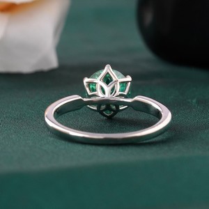 2.00 CT Fancy Green Portuguese Cut Lab Grown Diamond <b>Ring</b> with Prong Setting in 14K <b>Gold</b> <b>Cocktail</b> Statement - Product Image 4