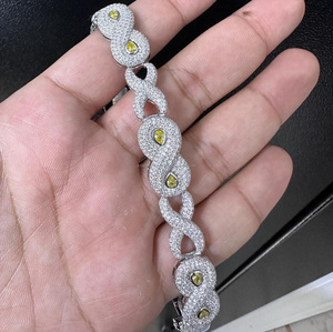 VVS1 Moissanite Diamond Infinity Hologram <b>Charm</b> <b>Bracelet</b> 925 <b>Sterling</b> <b>Silver</b> Hip Hop Style Iced Out Gift Jewelry for Men & Women - Product Image 3