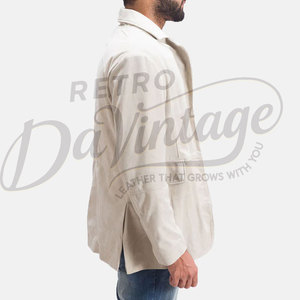 Chaqueta Blazer de Cuero de Cabra Genuino Suave, Color Beige Premium para Hombre, Corte Entallado, Estilo Casual, de Negocios, Deportivo y a la Moda - Product Image 2