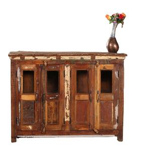 Bulk Wholesale Solid Wood Farmhouse Reclaimed Wood Sideboard <b>Cabinet</b> 4 Glass Door Storage Display Living Room Furniture Chinese Design Style - Product Image 1
