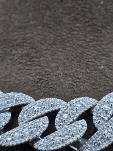 Men's Rhodium Plated 925 Silver Diamond Link Chain Necklace Hiphop Style Everyday Wear - Product Image 6