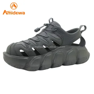 Erkekler için moda yumuşak rahat büyük boy şık Sandal Barefoot yakın ayak platformu Sandal toptan