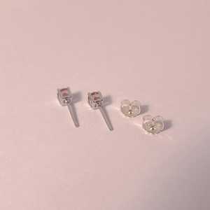 Boucles d'oreilles clous en rubellite naturelle, argent sterling 925, sertissage à griffes facettées, bijoux en tourmaline polie pour femme - Product Image 5