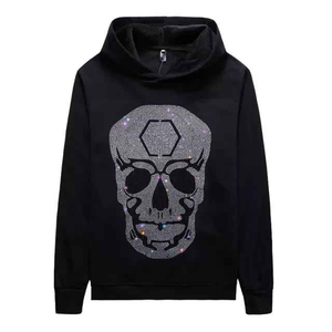 Sudadera con Capucha Extra Grande para Hombre, de Alta Calidad, con Pedrería, 100% Algodón, Transpirable, Diseño Brillante, Perfecta para Invierno, Estilo Casual Urbano - Product Image 1