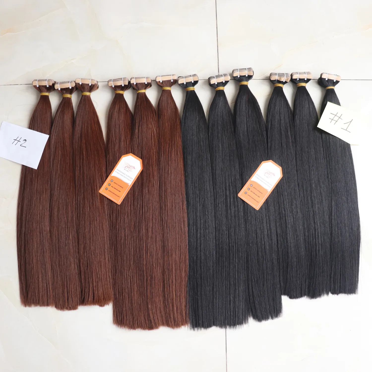 High Quality Tape in Hair Extensions 100% Raw Cuticle Aligned Vietnamese Hair Extention No Mix Best Ratio On Tail