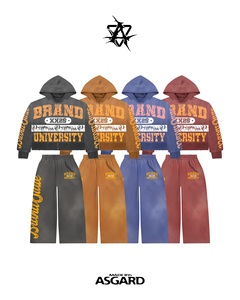 Multi Color Brand University <b>Zip</b> <b>Up</b> Hoodie & Pants Set | Oversized Streetwear Tracksuit | OEM Private Label Manufacturer - Product Image 1