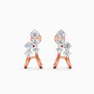 Magnifiques boucles d'oreilles modernes en arc avec diamant de laboratoire de 0,734 ct en or jaune, blanc et rose 9 carats - Product Image 1
