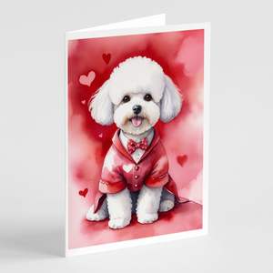Bichon lunatique Frise My Valentine A7 Cartes de correspondance Lot de 8 cartes vierges avec enveloppes Cartes de voeux de taille 5x7 - Product Image 1
