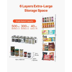 Regolabile a 6 livelli sopra la porta organizzatore dispensa appendiabiti per cucina - Product Image 5