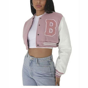 Chaquetas Varsity Cortas de Moda Urbana para Mujer, Chaquetas Deportivas de Corte Regular, Chaquetas Varsity Letterman para Mujer, MOQ Bajo, OEM - Product Image 1