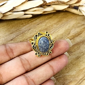 Trend New <b>Lapis</b> <b>Lazuli</b> <b>Rings</b> Boho Brass Jewelry for Women 18k Gold Plated Antique Filigree Statement <b>Ring</b> for Wholesale/OEM/ODM - Product Image 4