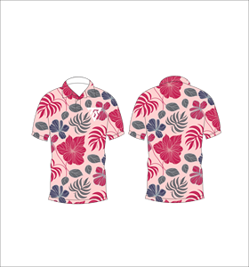เสื้อโปโลผู้ชายสีชมพูลายดอกไม้เขตร้อนแขนสั้นลำลองฤดูร้อนเสื้อยืดกอล์ฟฮาวาย - Product Image 6