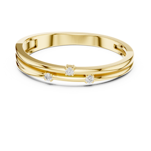 Bague triple diamant en or jaune pour femme, bijoux élégants et minimalistes pour mariage et anniversaire - Product Image 2
