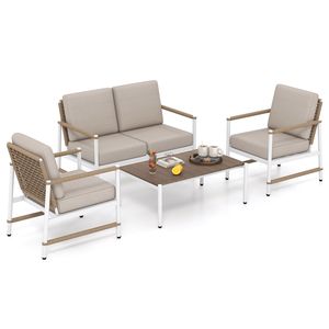 Juego de muebles de patio de 4 piezas con cojines gruesos y una mesa de centro - Product Image 1