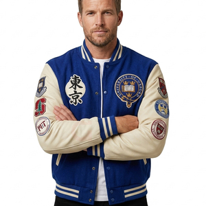 Custom made patch <b>Chenille</b> Embroidery Leather Sleeve Baseball Letterman Outdoor Bomber <b>Jumper</b> Jacket for <b>Men</b> Collage Jacket 2026 - Product Image 6