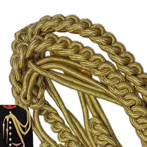 Aiguillette profesional personalizable de doble cordón metálico con punta doble de alambre dorado - Product Image 2