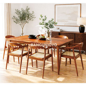 ชุดโต๊ะอาหารและเก้าอี้สวยงาม ทำจากไม้ ปรับระดับได้ นั่งสบาย เหมาะสำหรับบ้านสไตล์ฟาร์มเฮาส์ อพาร์ทเมนต์ และวิลล่า - Product Image 3