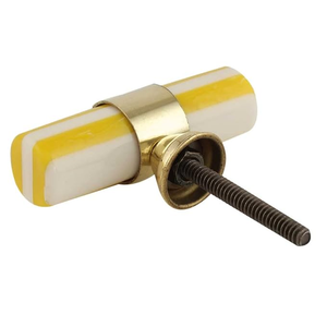 Bone Round Modern Eco-Friendly Durable Door Knob with Brass Surround for <b>Kitchen</b> Home Office Cabinets Drawers Wardrobes - Product Image 6