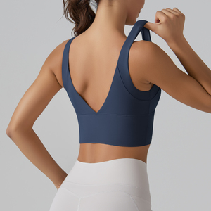 Top Deportivo de Yoga con Tirante Único Asimétrico, Sin Costuras, Convertible, Estampado Azul, Cintura Media, Elástico, Spandex/Poliéster - Product Image 6