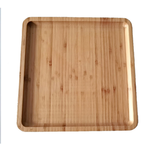 Square Wooden Bamboo <b>Circle</b> <b>Tray</b> for Coffee Table, Food, Ottoman - Product Image 3