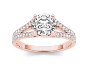 Anillo de compromiso y aniversario de oro de 10k, 14k, 18k para mujer, con diamante solitario de 1 quilate de corte redondo y vástago dividido, certificado IGI - Product Image 6