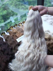 Extensions de cheveux humains bruts vietnamiens à pointe plate, prix d'usine, fabriqués à la kératine italienne, ondulés naturels de 50 à 60cm - Product Image 5