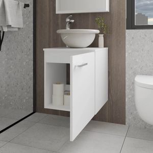 Mobile Bagno Integrato Bianco con Lavabo e Rubinetto - Product Image 2