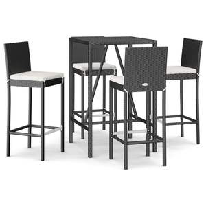 Conjunto de Bar de Jardín de Ratán PE Negro Resistente, Colección Elegante para Comer al Aire Libre - Product Image 2
