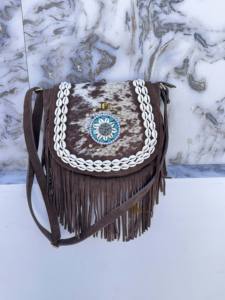 กระเป๋าหนังวัวแท้สไตล์ตะวันตกคุณภาพสูง กระเป๋าสะพายหนังทรงเก๋ไก๋สไตล์โบฮีเมียน กระเป๋าวินเทจสไตล์ยิปซี - Product Image 4