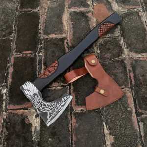 THEWIZ CRAFTS Hacha Tomahawk Premium Hecha a Mano, Acero con Alto Contenido de Carbono, Hacha Vikinga con Mango de Madera y Funda de Cuero, Garantía de 3 Años - Product Image 1