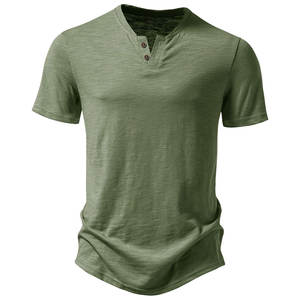 Camiseta Henley de Manga Corta para Hombre, Mezcla de Algodón y Poliéster, Informal, Verano, Logotipo Personalizado, Fabricación OEM, MOQ Bajo, Precio de Fábrica - Product Image 2