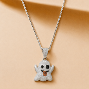 Pendentif Charme Fantôme en Argent Sterling 925 avec Moissanite, Diamant Rond Taillé, Bijou Unisexe Hip Hop pour Fêtes et Quotidien - Product Image 3