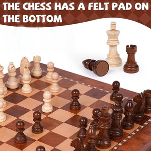 Handcrafted <b>Wooden</b> <b>Chess</b> <b>Set</b> Features A Built-In Storage Drawer Elegant Carved Pieces & Decorative Corner Accents for Family Fun - Product Image 3