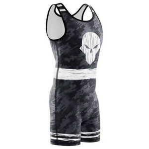 Traje de Lucha Libre al por Mayor con Estampado por Sublimación Naranja, Azul, Blanco, Rojo, Elástico, Ropa de Artes Marciales, Singlet de Lucha Libre de 1 Pieza para Adultos - Product Image 5