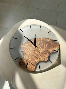 Handmade Burl Wood Desktop <b>Clock</b> Pearlescent Epoxy Resin Small Tabletop Silent <b>Clock</b> with Wood Base for Luxury Office Gift - Product Image 4