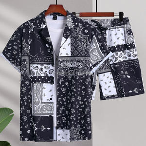 ชุดเสื้อเชิ้ตและกางเกงขาสั้นลายดอกไม้พิมพ์ลายสกรีนผ้าซาตินโพลีเอสเตอร์/คอตตอนระบายอากาศสำหรับผู้ชาย เสื้อเชิ้ตชายหาดสไตล์ฮาวายสำหรับฤดูร้อน - Product Image 3