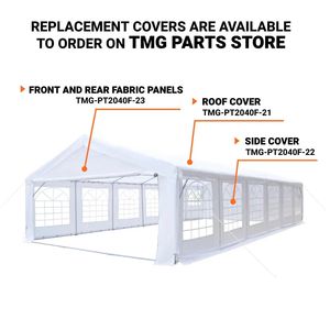 Tenda per Feste da Esterno Resistente 20FT X 40FT con Pareti Laterali Rimovibili e Porte Avvolgibili, Copertura in PE da 11 oz, Tettoia Superiore da 6FT 6" e Struttura in Poliestere PE da 10FT - Product Image 4
