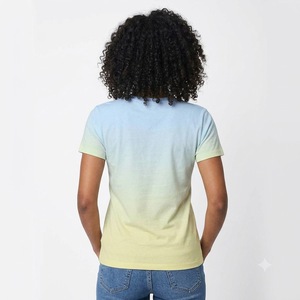 Camiseta de manga corta con cuello redondo y estampado tie-dye para mujer, estilo urbano, personalizada, con diseño de colores, longitud regular, informal de verano - Product Image 5