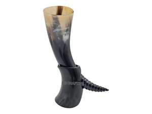 Mug en corne de Viking fait main, style animalier, portable, de qualité supérieure avec base en bois, best-seller à prix abordable - Product Image 3