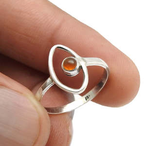High-quality <b>925</b> Sterling <b>Silver</b> Eye Design <b>Ring</b> For Women Brilliant Round Cut Carnelian Gemstone Available At Reasonable Price - Product Image 2