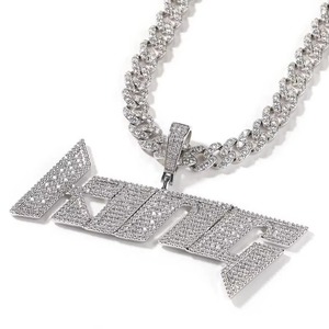 Pendentif personnalisé en argent 925 avec lettre KING, design élégant, plaqué argent et moissanite, bijoux de style hip-hop - Product Image 2