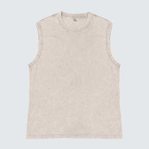 Men's Street Style Hip Hop Tank Top <b>Stone</b> Wash Sleeveless Tee Soft Cotton Polyester Custom Graphic Print Gym Wear ODM Fit - Product Image 3