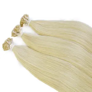 Straight Flat Tip Human Hair Extensions russian hair flat weft double drawn Pre Bonded Keratin Capsules colored #22 blonde