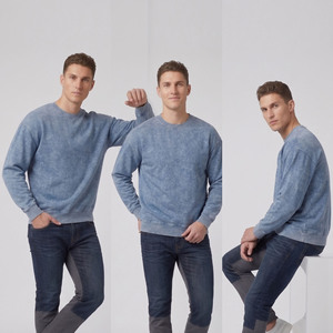 Camiseta Oversize Personalizada para Hombre con Efecto Ácido, Sudadera de Forro Polar Vintage con Lavado a la Piedra, Camiseta de Manga Larga con Cuello Redondo para Hombre - Product Image 5