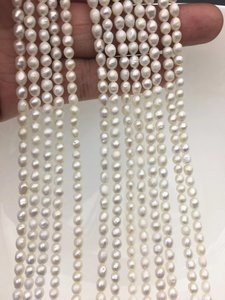 Perlas de Agua Dulce Blancas Barrocas AA, Perlas Cultivadas de 4-5mm en Hilo Suelto para Fabricación de Joyería, Suministros al por Mayor - Product Image 3