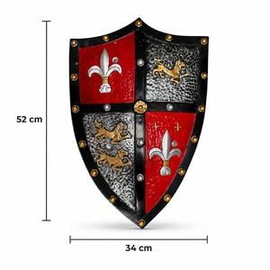 Escudo de espuma de caballero medieval, escudo de dragón rojo y negro, escudo heráldico para juegos de rol, escudo decorativo coleccionable - Product Image 3