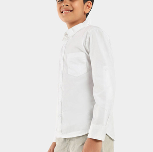 Camisa de Uniforme Escolar Blanca de Manga Corta para Niños de Primaria, Conjunto de 2 Piezas, Corte Formal, Fácil de Planchar, Poliéster y Algodón - Product Image 3